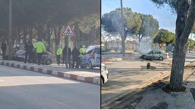 Polisin 'Dur' ihtarına uymayan sürücü, otomobiliyle ağaca çarptı: 2 yaralı