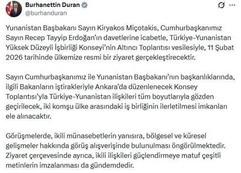 Yunanistan Başbakanı Miçotakis, Türkiye'yi ziyaret edecek