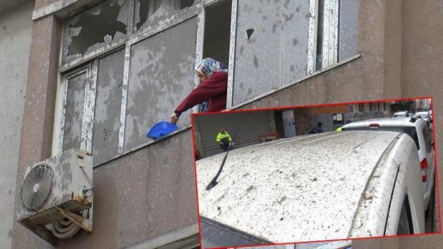 Sultangazi'de beton pompasının borusu patladı; 2 apartman ve 3 araç betonla kaplandı