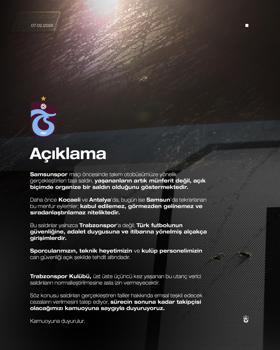 Trabzonspor’dan Samsun'daki taşlı saldırı sonrası açıklama
