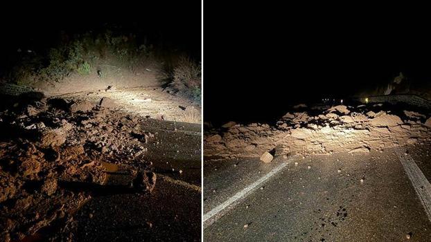 Bolu'da yağmur heyelana neden oldu, ilçe yolu ulaşıma kapandı