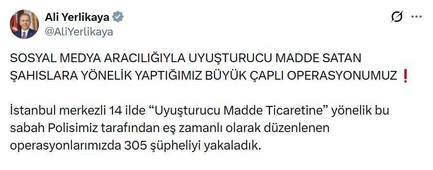 İstanbul merkezli 14 ilde uyuşturucu operasyonu: 305 gözaltı