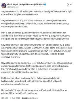 Dışişleri Sözcüsü Keçeli: Bakanımızın ifadelerinin Irak’ın iç işlerine karışıldığı iddiasıyla çarpıtılmasını reddediyoruz