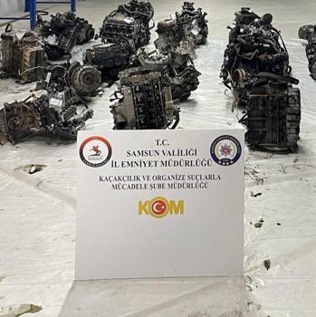 Samsun’da gümrük kaçağı 13 otomobil motoru ele geçirildi