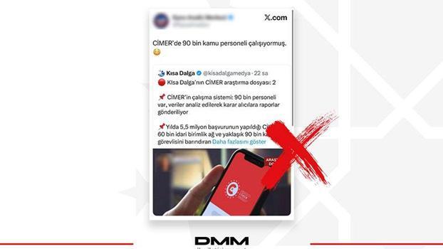 DMM: 'CİMER’de 90 bin kişinin görev yaptığı' iddiası doğru değildir