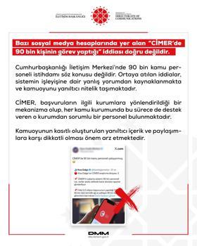DMM: 'CİMER’de 90 bin kişinin görev yaptığı' iddiası doğru değildir