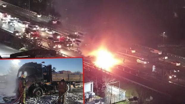 Eyüpsultan'da TIR alev alev yandı