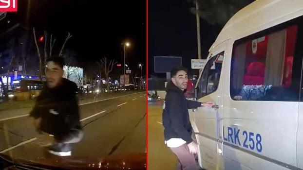 Beşiktaş’ta minibüs şoförü tartıştığı sürücünün aracının önünü kesti