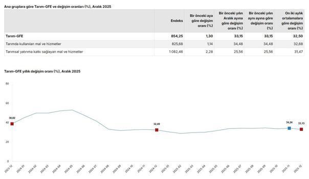 TÜİK: Tarımsal girdi fiyatları aralıkta arttı