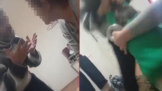 Üvey babanın, 9 yaşındaki çocuğa şiddeti kamerada