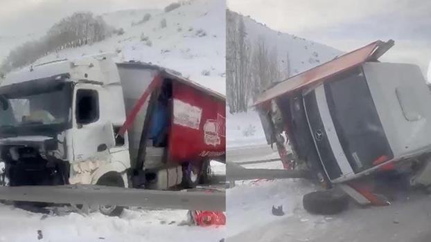 Erzurum kara yolu, kaza nedeniyle tek yönlü trafiğe kapandı