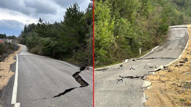 Kastamonu'da heyelan nedeniyle sahil yolunda yarıklar oluştu