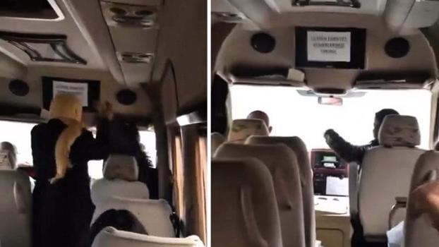Minibüste kadınların 'sigara içme' kavgası kamerada