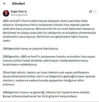 Özgür Özel: Bölgemizde savaş ve çatışma istemiyoruz
