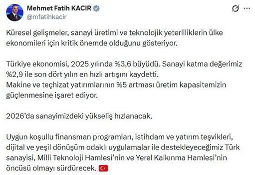 Bakan Kacır: 2026'da sanayimizdeki yükseliş hızlanacak