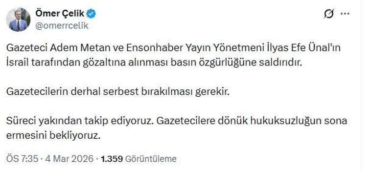 İsrail'de 2 Türk gazeteciye gözaltı