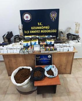 Edirne’de çok sayıda makaron ve kaçak tütün ele geçirildi