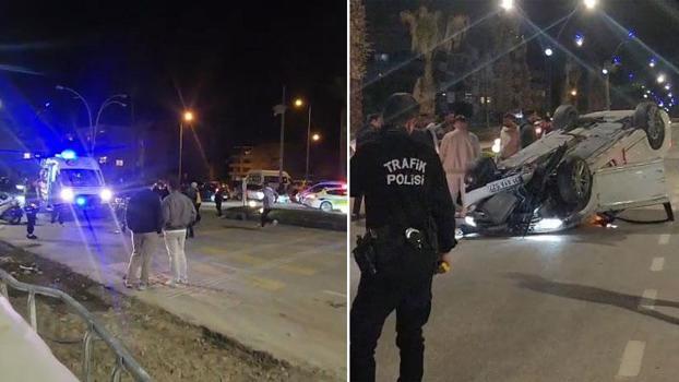 Motosiklete çarpan otomobil takla attı: 2 yaralı