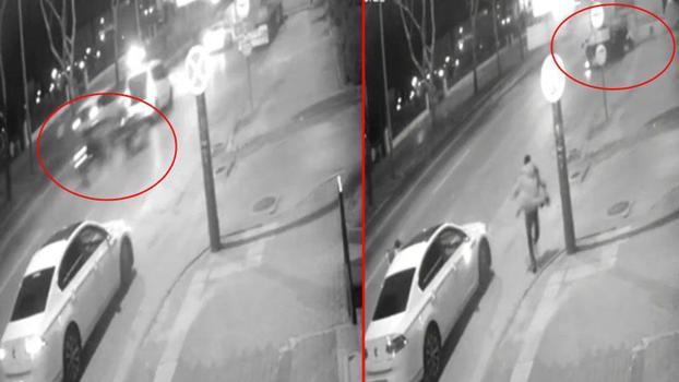 Otomobilin, park halindeki TIR’ın altına girdiği kaza kamerada