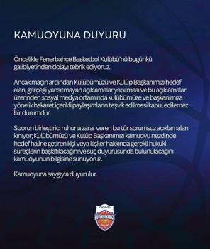 Büyükçekmece’den Fenerbahçe Beko maçındaki olaylarla ilgili açıklama