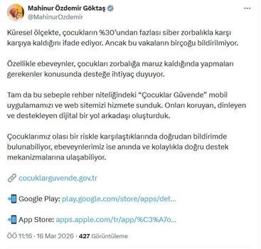 Bakan Göktaş: 'Çocuklar Güvende' mobil uygulamamızı ve web sitemizi hizmete sunduk