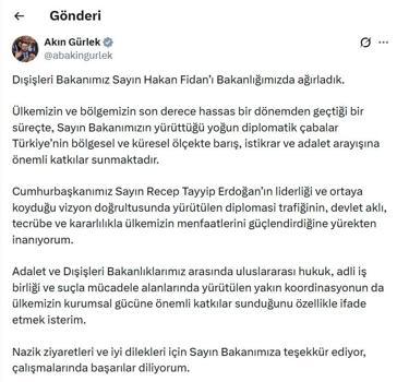 Bakan Fidan'dan, Bakan Gürlek'e ziyaret
