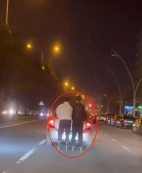 Patenli 2 kişinin tehlikeli yolculuğu kamerada