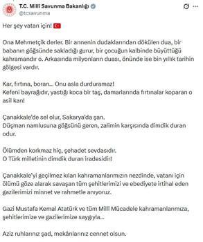 MSB'den 'Çanakkale Zaferi' paylaşımı