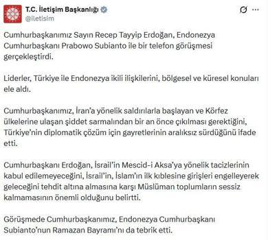 Cumhurbaşkanı Erdoğan, Endonezya Cumhurbaşkanı Subianto ile görüştü