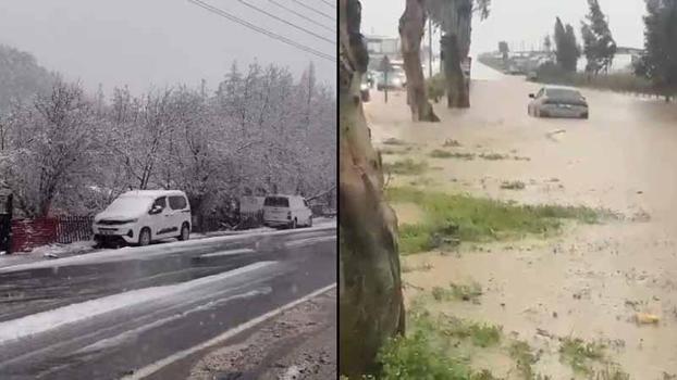 Adana'nın kuzeyinde kar, güneyinde sağanak