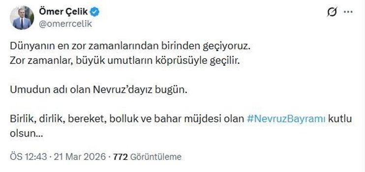 AK Parti'li Çelik'ten 'Nevruz Bayramı' mesajı
