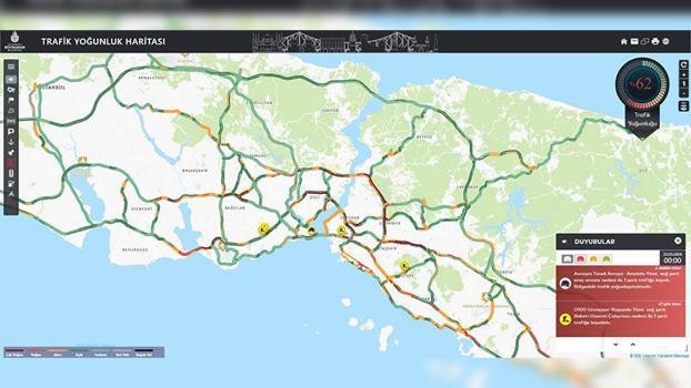 İstanbul'da gece saatlerinde trafik yoğunluğu yüzde 62'ye ulaştı
