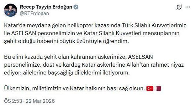 Cumhurbaşkanı Erdoğan: Milletimizin ve Katar halkının başı sağ olsun