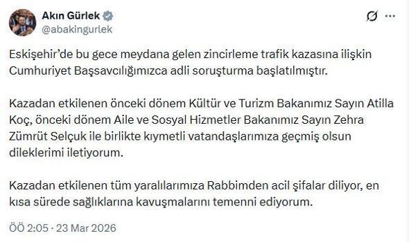 Eskişehir'de meydana gelen zincirleme trafik kazasına ilişkin soruşturma