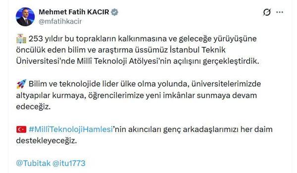 Bakan Kacır: Öğrencilerimize yeni imkanlar sunmaya devam edeceğiz