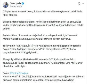 AK Parti'li Çelik: Sıfır Atık Hareketi, küresel bir eylem ve ilham kaynağıdır