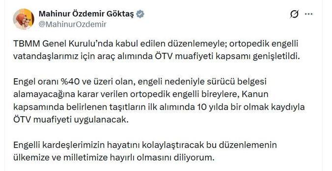 Bakan Göktaş: Araç alımında ÖTV muafiyeti kapsamı genişletildi