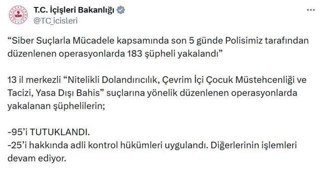 13 ilde 'siber suç' operasyonu; 95 tutuklama