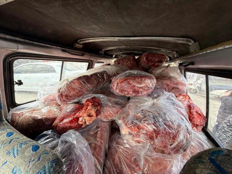 Uygunsuz koşullarda taşınan 1,6 ton sakatat imha edildi