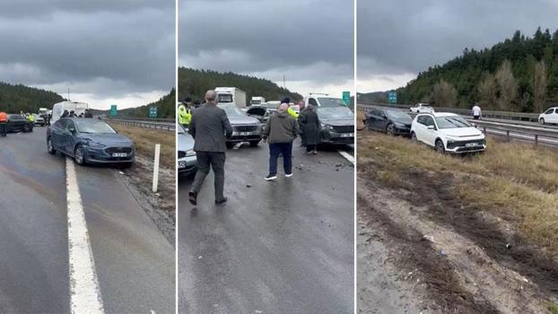 Otoyolda 10 araç zincirleme kazaya karıştı; 6 yaralı