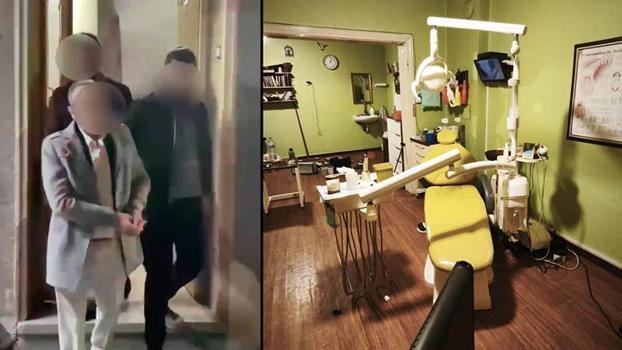 Polis tarafından aranırken sağlıksız ortamda diş polikliniği çalıştırırken yakalandı