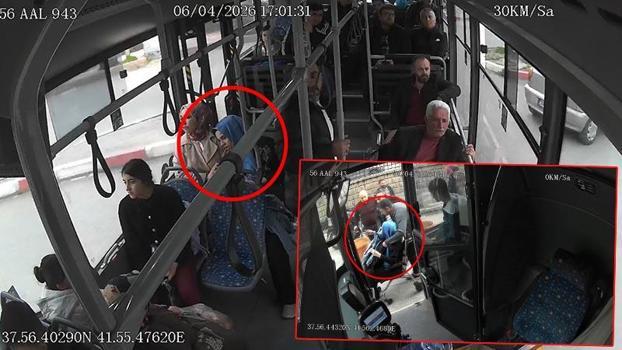 Belediye otobüsünde fenalaşan yolcuyu şoför hastaneye yetiştirdi; o anlar kamerada