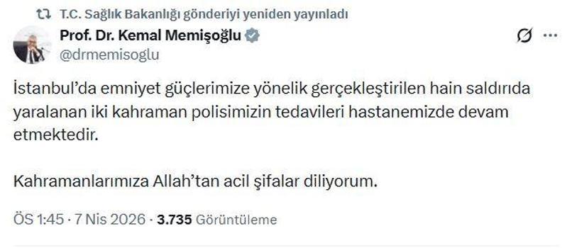 Bakan Memişoğlu: 2 kahraman polisimizin tedavileri devam etmektedir