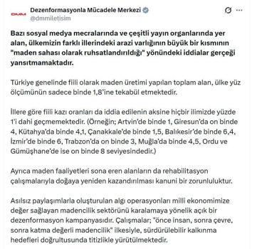 DMM'den 'maden sahası' iddialarına ilişkin açıklama