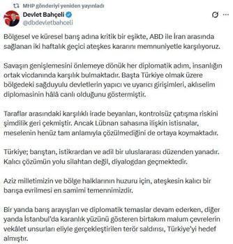 Bahçeli: Ateşkes kararını memnuniyetle karşılıyoruz