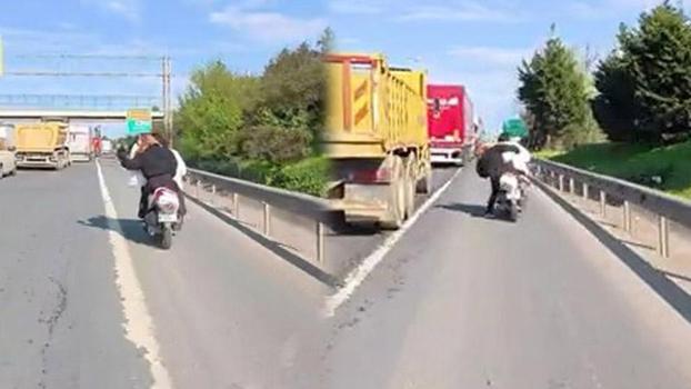 Ataşehir'de motosikletli arkada oturan kadının saçını çekti; dengesini kaybedip ölümden döndü