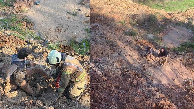 Göktürk’te bisikletiyle gezen çocuk çamura saplandı; 'İmdat' çığlığını duyan polis kurtardı