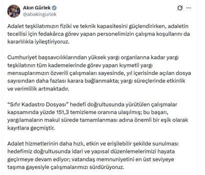 Bakan Gürlek: Yıl içinde açılan dosya sayısından daha fazlası karara bağlanıyor