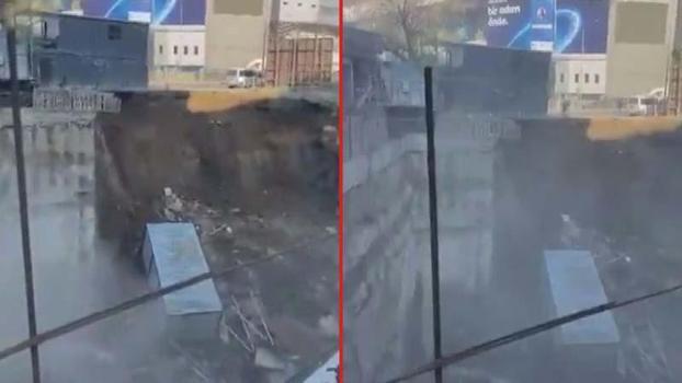 Fenerbahçe Stadyumu'nun yanındaki inşaatın istinat duvarı çöktü