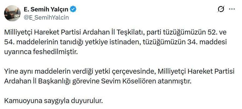 MHP, Ardahan Teşkilatı'nı feshetti
